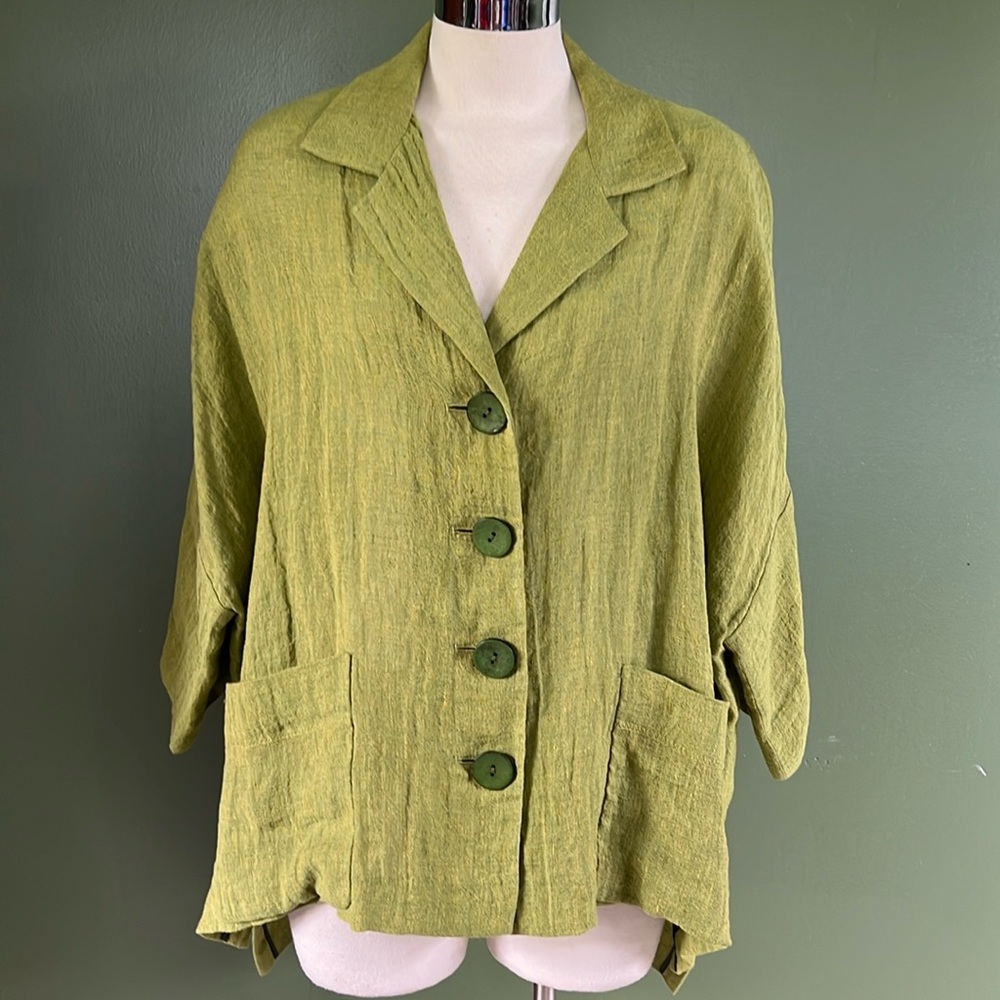🌵LAFAYETTE 148 Linen Blend Button Down Oversized Shirt Size Medium - Large M/L